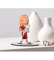 BK Gift Kişiye Özel Evcil Dost Karikatürlü Ahşap Biblo Model-5 (Beyaz)