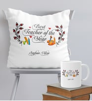 BK Gift Kişiye Özel Yılın En İyi Öğretmeni Temalı Yastık Kupa Seti - 1