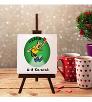 Kişiye Özel Hakem Tasarımlı Şövale Ayaklı Dekoratif Doğal Taş (Krem)