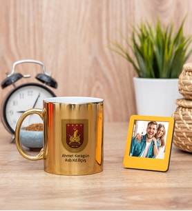 Kara Kuvvetleri Gold Kupa Bardak ve Sarı Mini Fotoğraf Çerçevesi