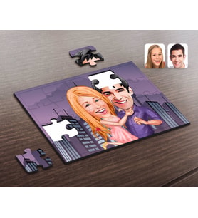 BK Gift Kişiye Özel Sevgililer Karikatürlü Ahşap Puzzle-3