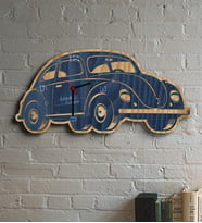 BK Gift Kişiye Özel Retro Beetle Tasarımlı Ahşap Duvar Saati Model 22