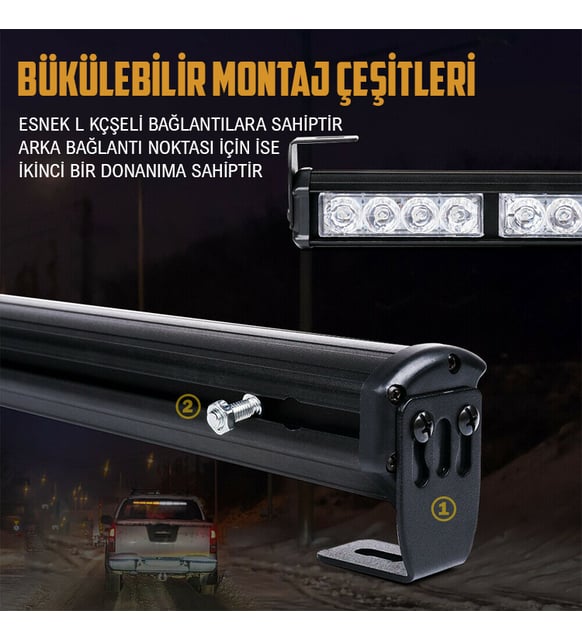 Off Road Acil Durum İkaz Tepe Lambası 32 Led 160W Kumandalı Çakar