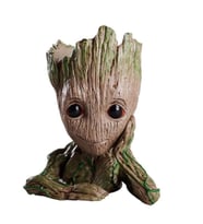 Baby Groot Figür Düşünen Saksı Kalemlik PLA Büyük 15 Cm (Kahverengi)