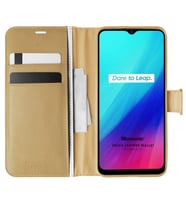 Microsonic Realme C3i Kılıf Delux Leather Wallet Gold