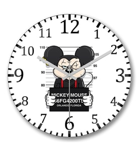 Mickey Mouse Duvar Saati Bombeli Gercek Cam