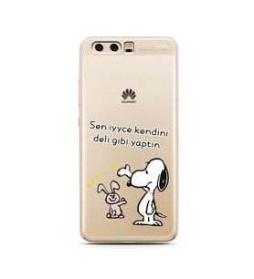 Snoopy Tasarımlı Süper Şeffaf Silikon Telefon Kılıfı Huawei P10 