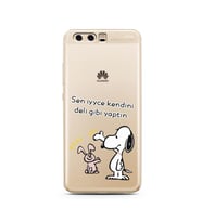 Snoopy Tasarımlı Süper Şeffaf Silikon Telefon Kılıfı Huawei P10 
