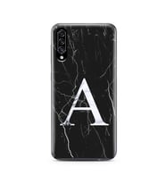 Samsung A30s Siyah Mermer Harf Tasarımlı Telefon Kılıfı A-Harfi 
