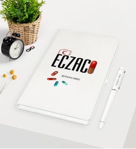 BK Gift Kişiye Özel Eczacı Beyaz Defter Kalem Seti - 3