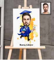 Kişiye Özel Mezuniyet Karikatürlü  Ahşap Tablo 30x47 Bay-4