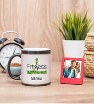 Fitness Eğitmeni Sihirli  Kupa Bardak ve Kırmızı Mini Çerçeve