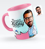 BK Gift Kişiye Özel Bay Doktor Karikatürlü Pembe Kupa Bardak  5
