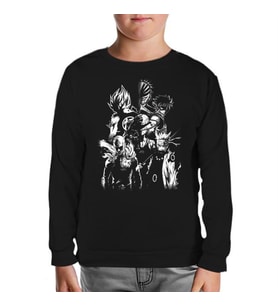 Anime Heros Siyah Çocuk Sweatshirt