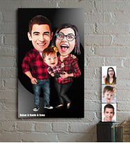 BK Gift Kişiye Özel Aile Karikatür Ahşap Tablo  2