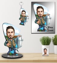 Kişiye Özel Balıkçı Karikatürlü 3 lü Hediye Seti Bay-1