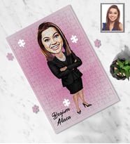 Kişiye Özel İş Kadını Karikatürlü A4 99 Parça Puzzle Bayan-24