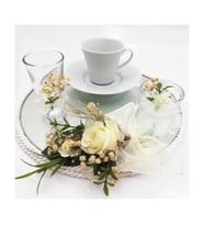 Lora Davet Damat Kahve Fincanı Tepsisi Yuvarlak (1 Adet) Beyaz - 54183