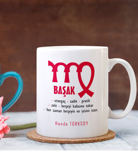 BK Gift Kişiye Özel Başak Burcu Beyaz Kupa Bardak