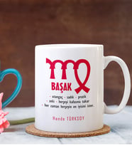 BK Gift Kişiye Özel Başak Burcu Beyaz Kupa Bardak
