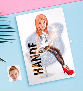 BK Gift Kişiye Özel Bayan Karikatürlü Beyaz Defter-39