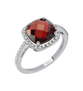Sirius Pırlanta ve Yastık Kesim Garnet Taşlı Yüzük 0704R0318