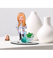 BK Gift Kişiye Özel Kadın Eczacı Karikatürlü Ahşap Biblo Model-1 (Beyaz)