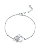 Monemel Swarovski Taşlı Kalpli İnce Bileklik (Altın Kaplama) Sevgililer Günü Hediyesi
