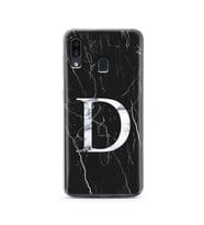 Samsung A30 Siyah Mermer Harf Tasarımlı Telefon Kılıfı D-Harfi 