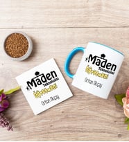 Maden Teknolojisi Öğretmeni Mavi Kupa Bardak Ve Bardak Altlığı Seti