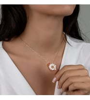 Else Silver İki İsimli Papatya Gümüş Kolye