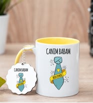 Babalar Günü Hediyesi Sarı Kupa Ve Anahtarlık Set