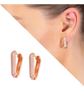 Starlight Diamond Zirkon Taşlı "V" Tasarım Rose Renk 925 Ayar Gümüş Küpe