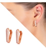 Starlight Diamond Zirkon Taşlı "V" Tasarım Rose Renk 925 Ayar Gümüş Küpe