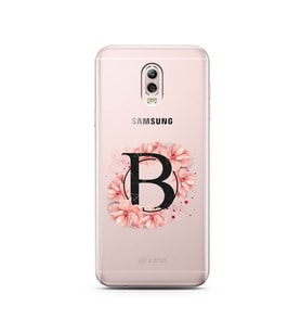 Pembe Çiçekli Harf Tasarım Süper Şeffaf Silikon Telefon Kılıfı Samsung C8  B-Har