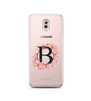 Pembe Çiçekli Harf Tasarım Süper Şeffaf Silikon Telefon Kılıfı Samsung C8  B-Har