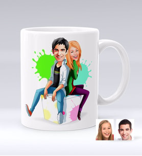 BK Gift Kişiye Özel Sevgililer Karikatürlü Beyaz Kupa Bardak-35