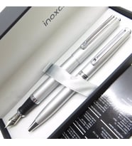 InoxCrom Wall Street Silver Titanium Dolma Kalem + Tükenmez Kalem Seti   İsme Özel