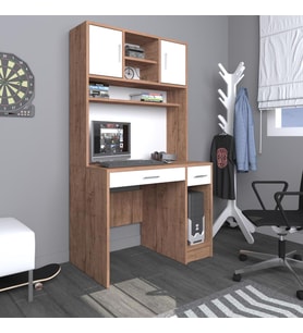 Kitaplıklı Dolaplı Çalışma Masası 100x184x60cm (Akçaağaç Rengi )