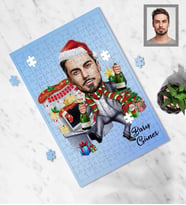 Kişiye Özel Yılbaşı Erkek Karikatürlü 130 Parça Puzzle Model-4