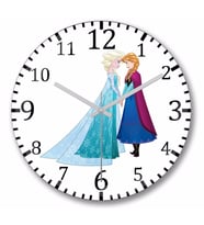 Elsa ve Anna Duvar Saati Bombeli  Gercek Cam