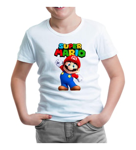 Super Mario - Win Win Beyaz Çocuk Tshirt
