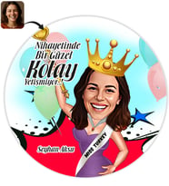BK Gift Kişiye Özel Bayan Güzellik Kraliçesi Karikatür Baskılı Yaş Pasta İçin Yenilebilir Şekerli Kağıt  1(Sadece Kağıt)