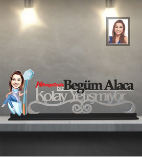 Kişiye Özel Diş Doktoru Karikatürlü Kolay Yetişmiyor Ahşap Biblo Bayan-1