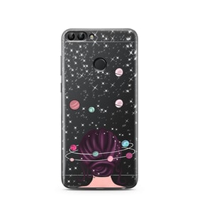 Space Girl Tasarım Süper Şeffaf Silikon Telefon Kılıfı Huawei PSmart (2018)