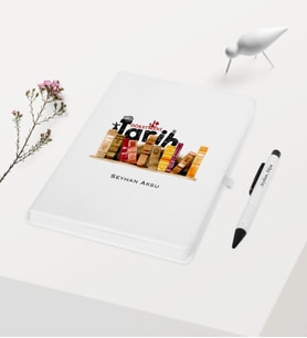 BK Gift Kişiye Özel Tarih Öğretmeni Temalı Beyaz Defter Kalem Hediye Seti - 2
