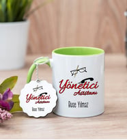 Yönetici Asistanı Yeşil Kupa Bardak Ve Anahtarlık Set
