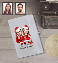 Kişiye Özel Yılbaşı Sevgili Karikatürlü Gri Defter Model-1