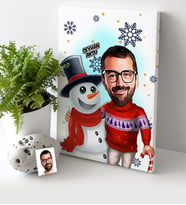 BK Gift Kişiye Özel Yılbaşı Temalı Bay Karikatürlü Kanvas Tablo (30x50cm.) - 6