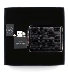 Kişiye Özel Zippo Tarzı Benzinli Çakmak & Metal Deri Tabaka Hediye Seti